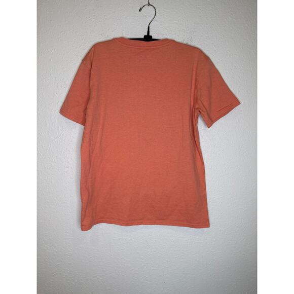 Carhartt Salmon & Yellow Crew Neck Logo T-Shirt Short Sleeve EUC Sz Sm Cotton - Picture 5 of 8